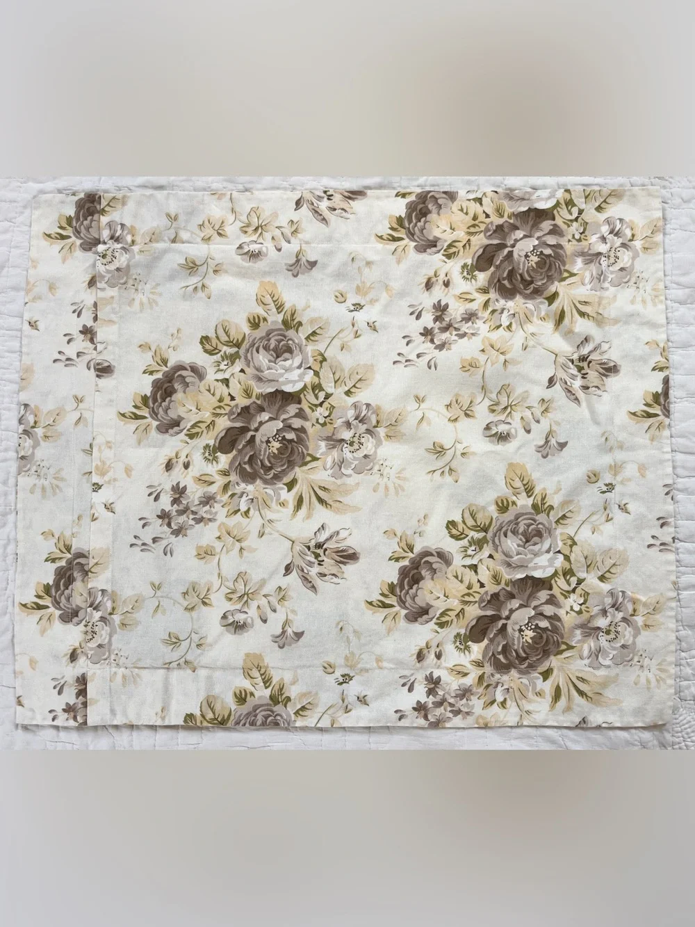 x2 Pottery Barn Hayden Floral Sham Standard Linen Cotton Ivory Beige Floral Rose